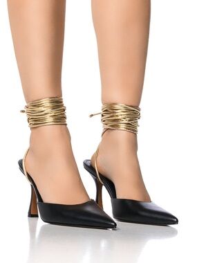 AZALEA WANG BRAVA LACE UP SANDAL IN BLACK SIZE 10